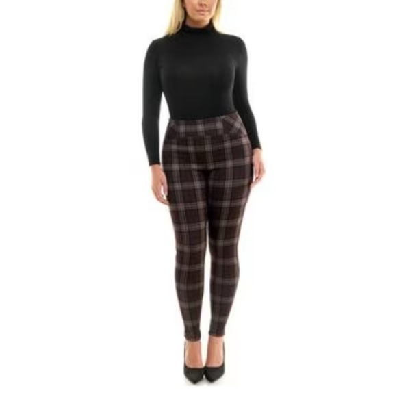Zac & Rachel Woman's Small Menswear Plaid Pull On Stretch Pants Leggings - Picture 1 of 12